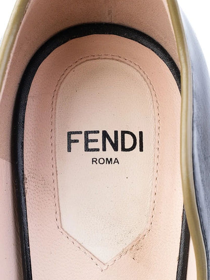 Fendi Black Leather High-Heeled Peep-Toe Shoes Size 37.5