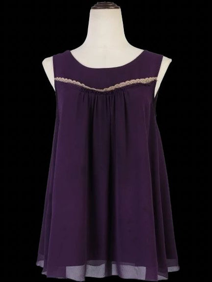 Excellent Max Mara Purple Cotton Dress Size S with Lace Detail