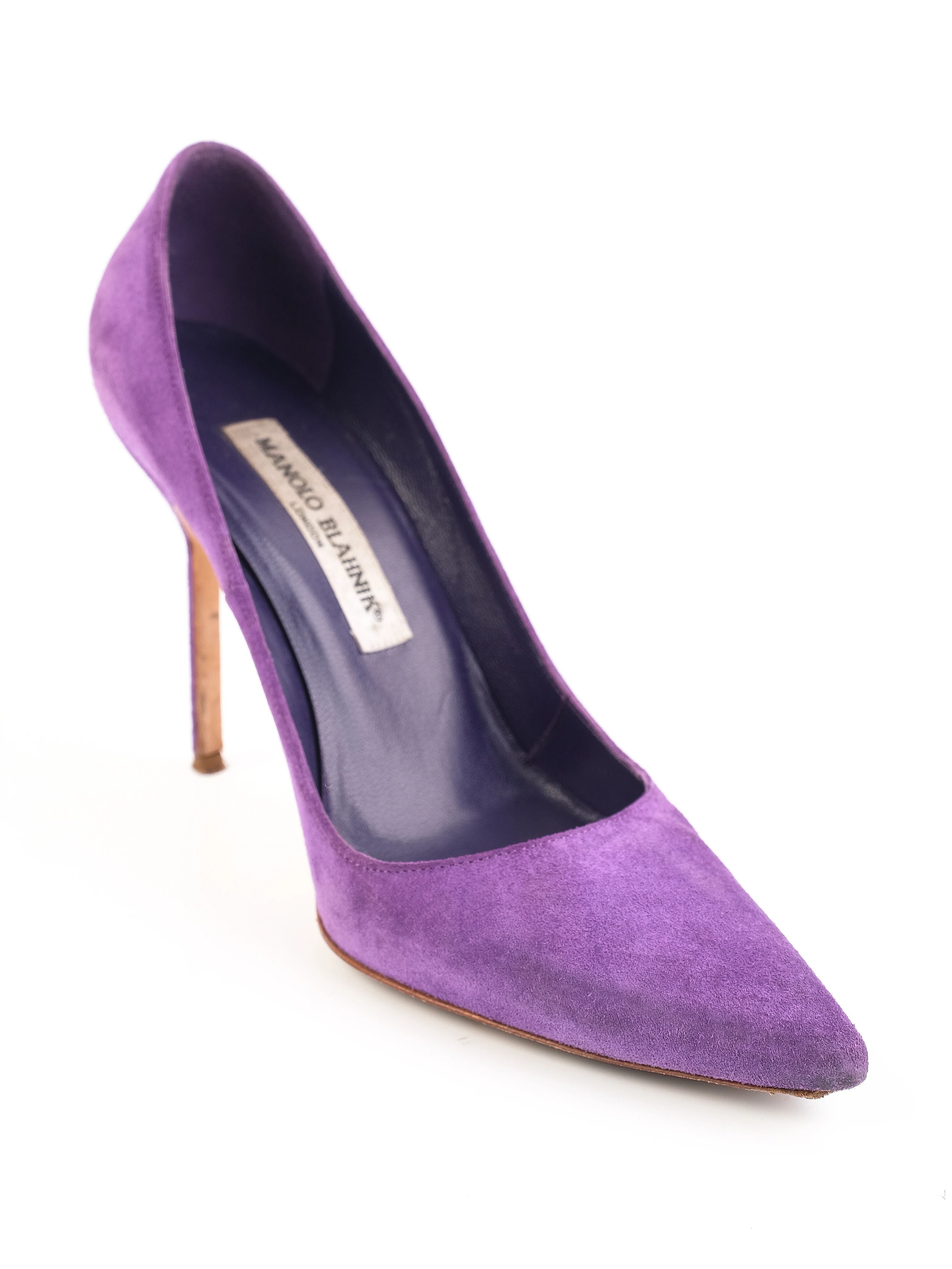 Excellent Manolo Blahnik Purple Leather High-Heeled Shoes Size 36
