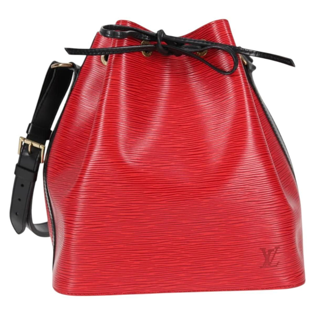 Louis Vuitton Epi Petit Noe Shoulder Bag Bicolor Black Red M 44017 Auth
