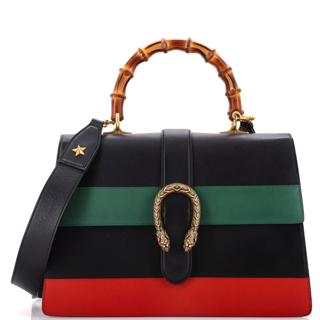 Gucci Dionysus Bamboo Top Handle Bag Colorblock Leather Large