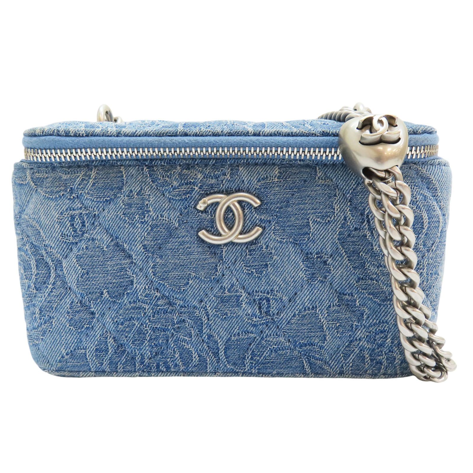 Chanel Sweetheart Small Vanity Case Shoulder Bag Denim Blue