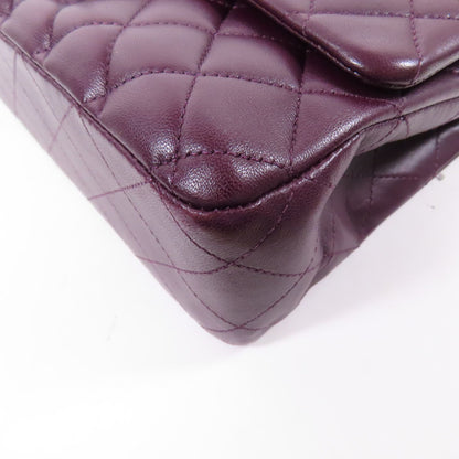 Chanel Purple Sheepskin Leather Classic 25 Silver Shoulder Bag Lambskin (sheep Leather) A 01112