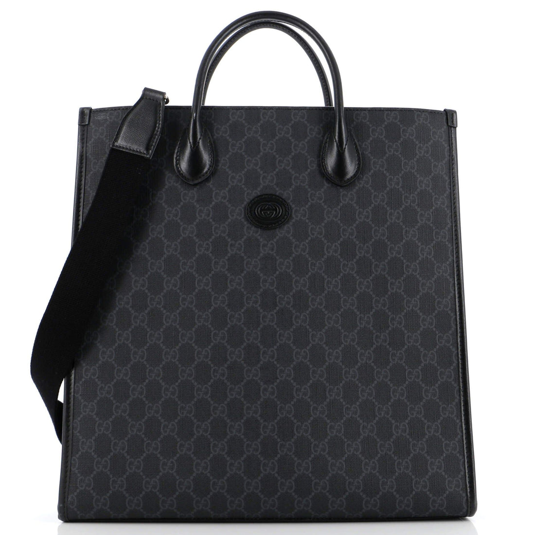 Gucci Vertical Structured Top Handle Open Tote Gg Coated Canvas Medium