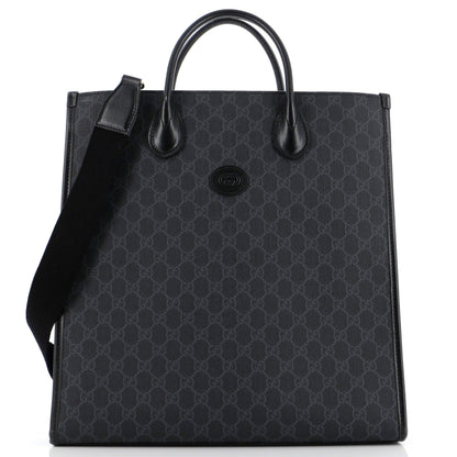 Gucci Vertical Structured Top Handle Open Tote Gg Coated Canvas Medium