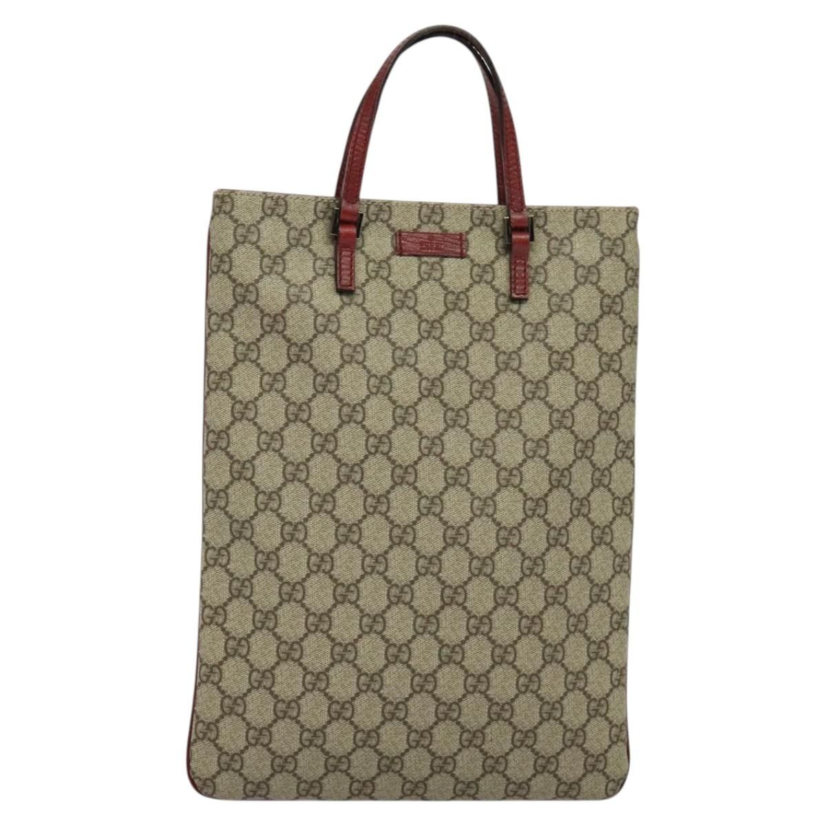 Gucci Gg Supreme Hand Bag Pvc Beige Silver 117551 Auth