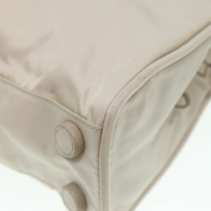 Prada Hand Bag Nylon Beige Silver Auth