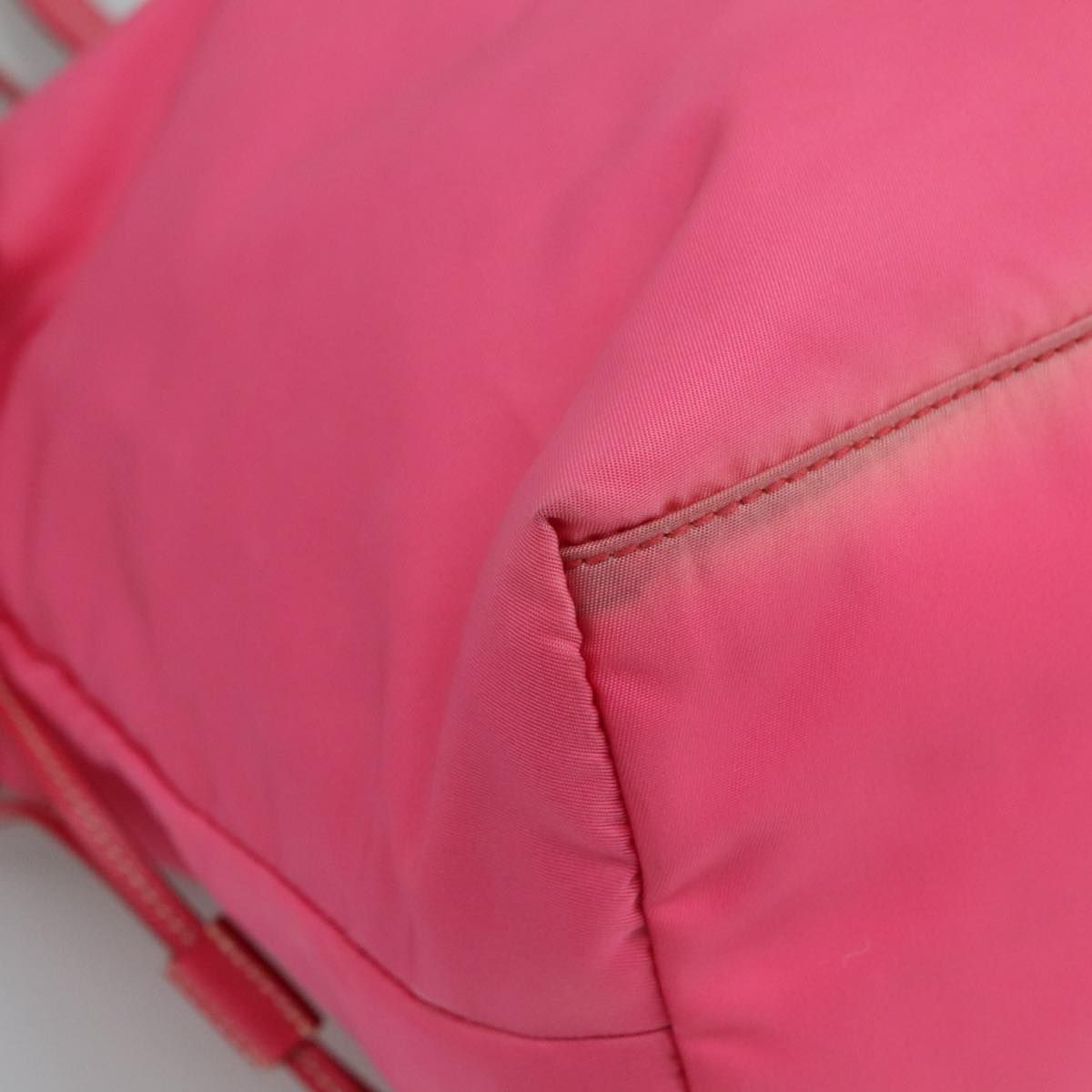 Prada Tote Bag Nylon Pink Silver Auth