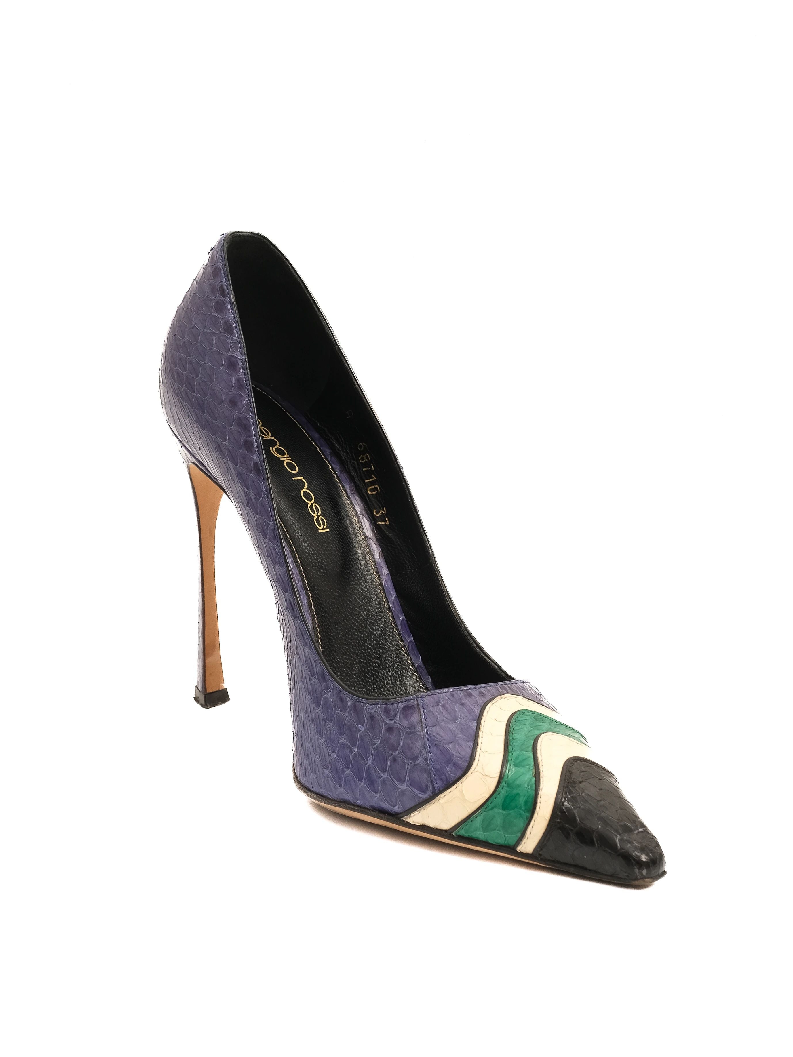 Sergio Rossi Blue Leather High-Heeled Shoes Size N/A - Excellent Condition