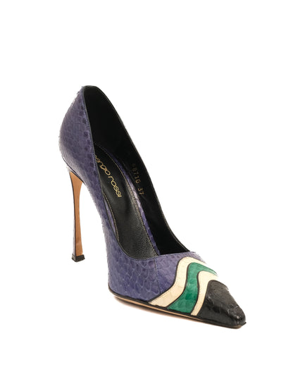 Sergio Rossi Blue Leather High-Heeled Shoes Size N/A - Excellent Condition