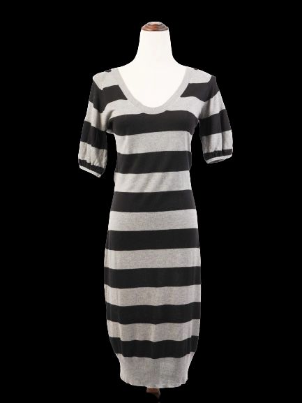 Excellent Weekend MaxMara Black Gray Striped Dress Size S
