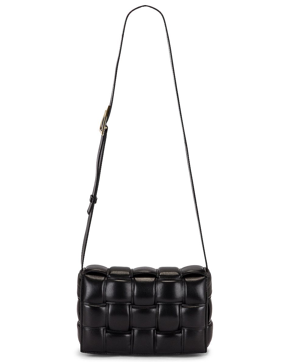Bottega Veneta Padded Cassette Bag in Black &amp; Gold
