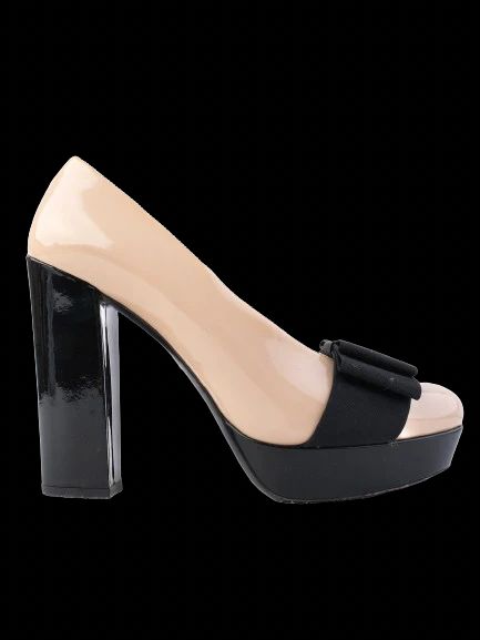 Excellent Miu Miu White Leather High-Heeled Platform Shoes Size 39
