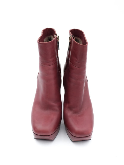 Good Giorgio Fabiani Red Leather High-Heeled Ankle Boots