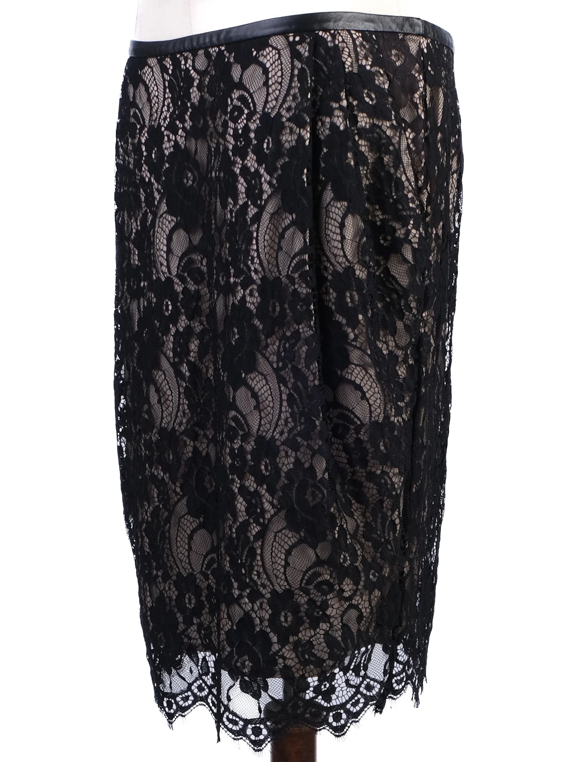 NEW By Malene Birger Black Lace Floral Pencil Skirt Size M