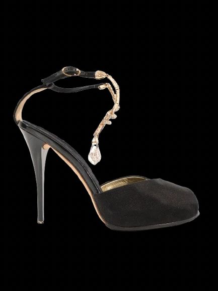 Excellent Giuseppe Zanotti Black Fabric High-Heeled Shoes Size 38