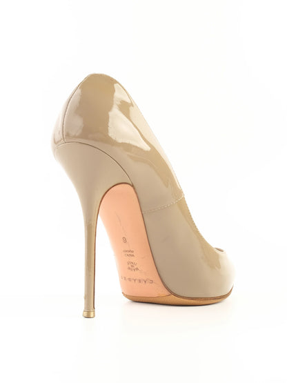 Excellent Casadei Gray Leather High-Heeled Shoes Size N/A