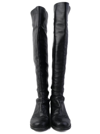 Excellent Stuart Weitzman Black Leather Knee-High Boots Size 37