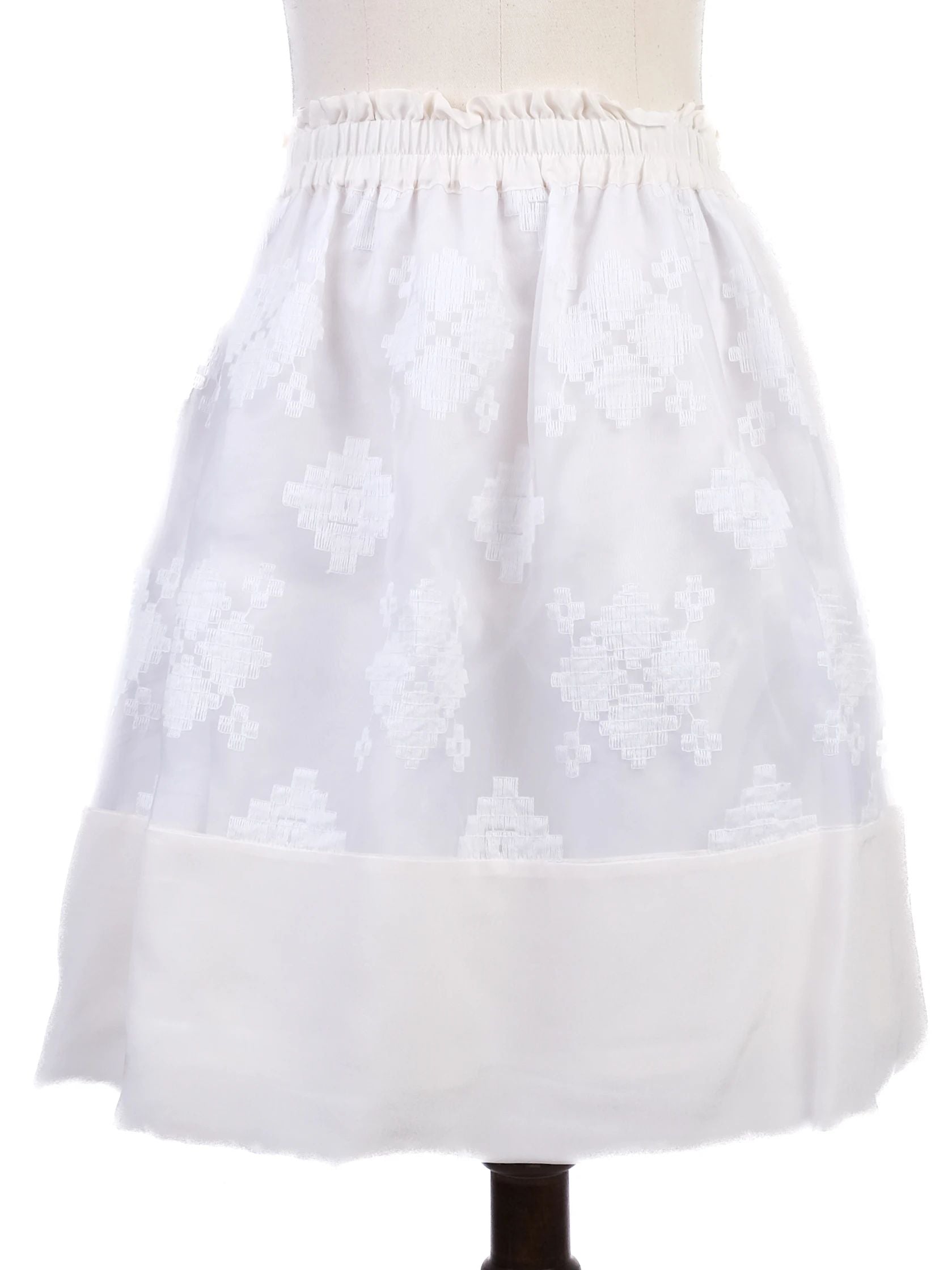 NEW By Malene Birger White Skirt XS Nylon with Embroidered Design