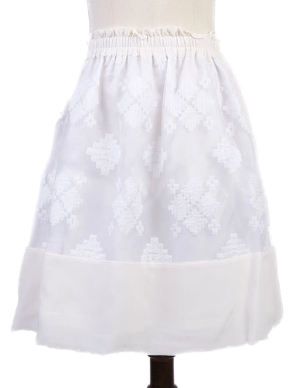 NEW By Malene Birger White Skirt XS Nylon with Embroidered Design