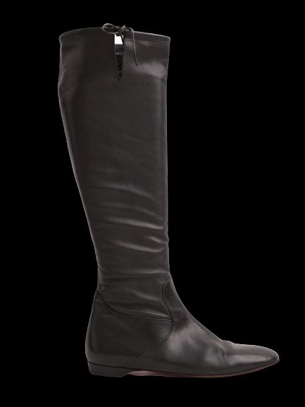 Excellent Christian Louboutin Black Leather Knee-High Boots Size 36.5