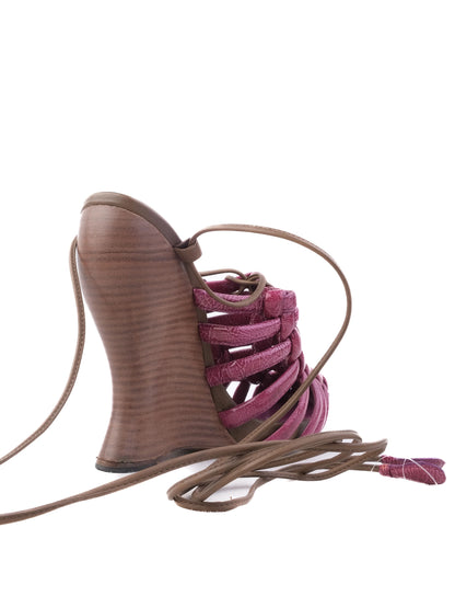 Perfect Bottega Veneta Purple Leather High-Heeled Sandals