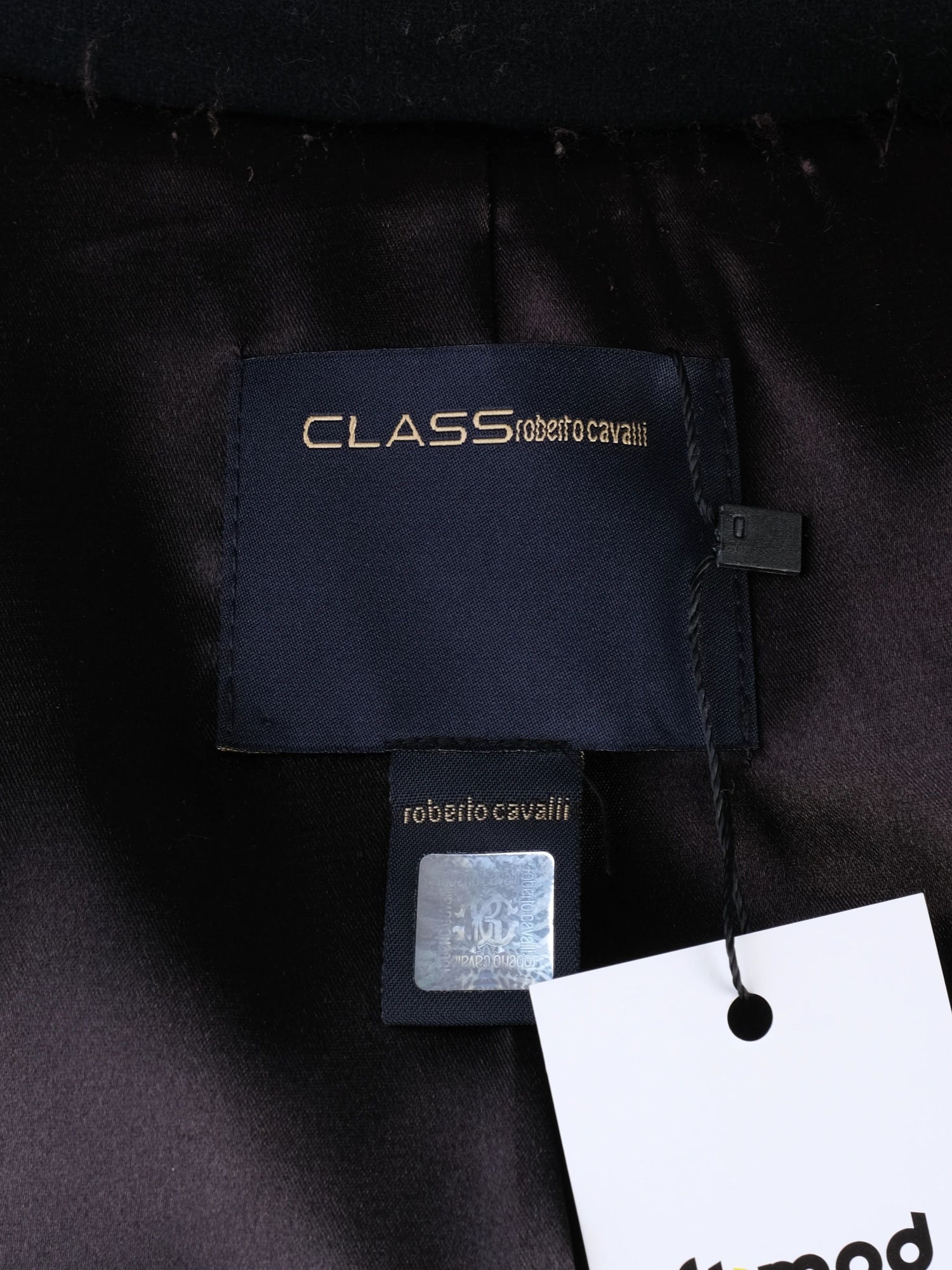 Excellent Class Roberto Cavalli Black Wool Skirt Suit with Beaded Collar