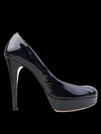 Excellent Osvaldo Rossi Black Leather High-Heeled Shoes Size 38
