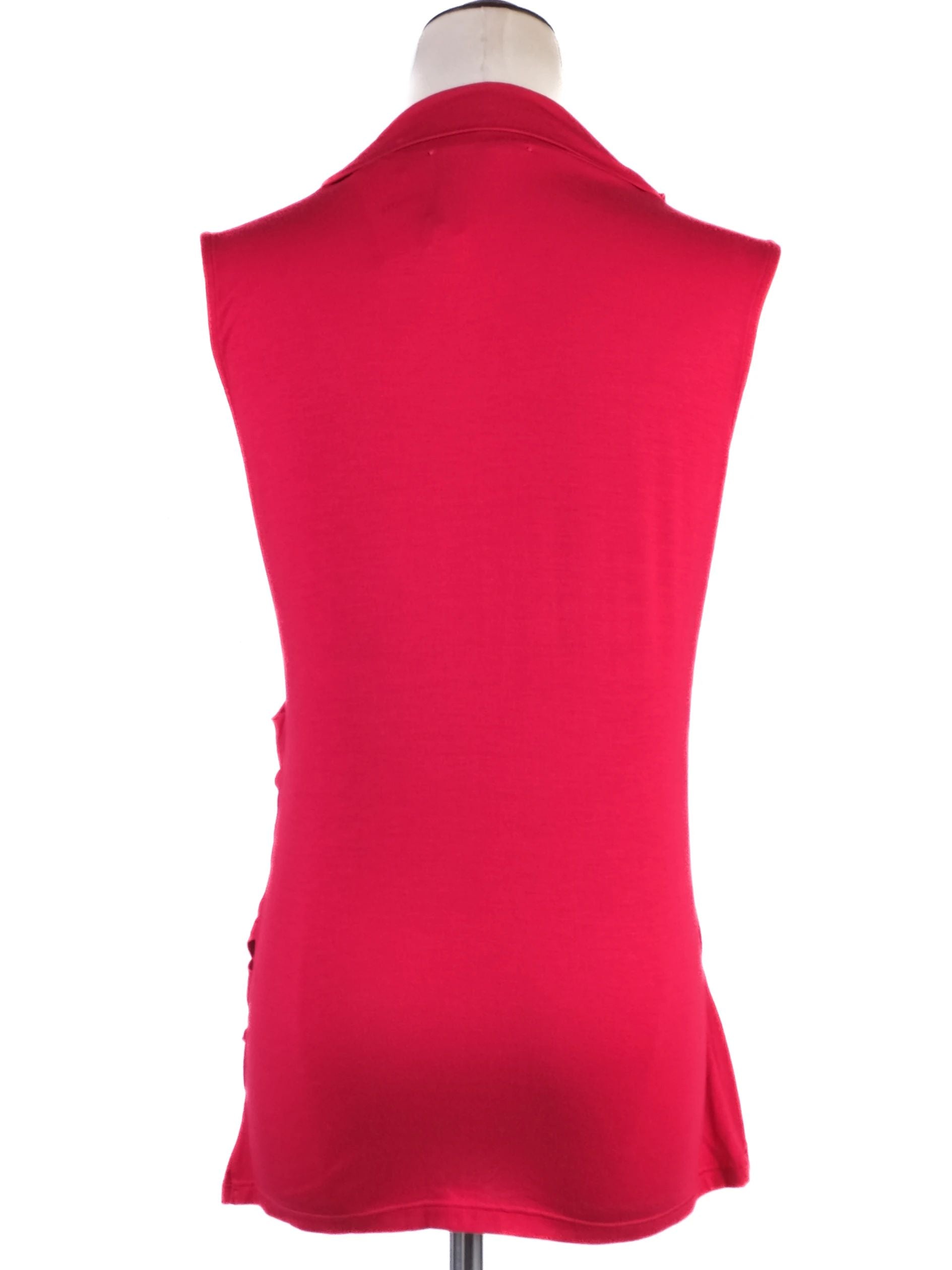 Elie Tahari Red Modal Top Size S with Draped Cowl Neckline