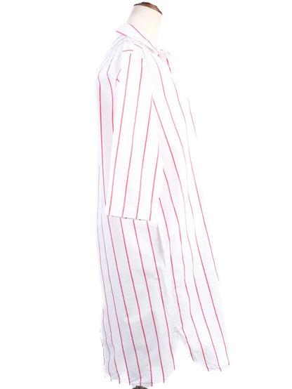 Excellent Marc O Polo White Shirt Dress Red Stripes Size N/A