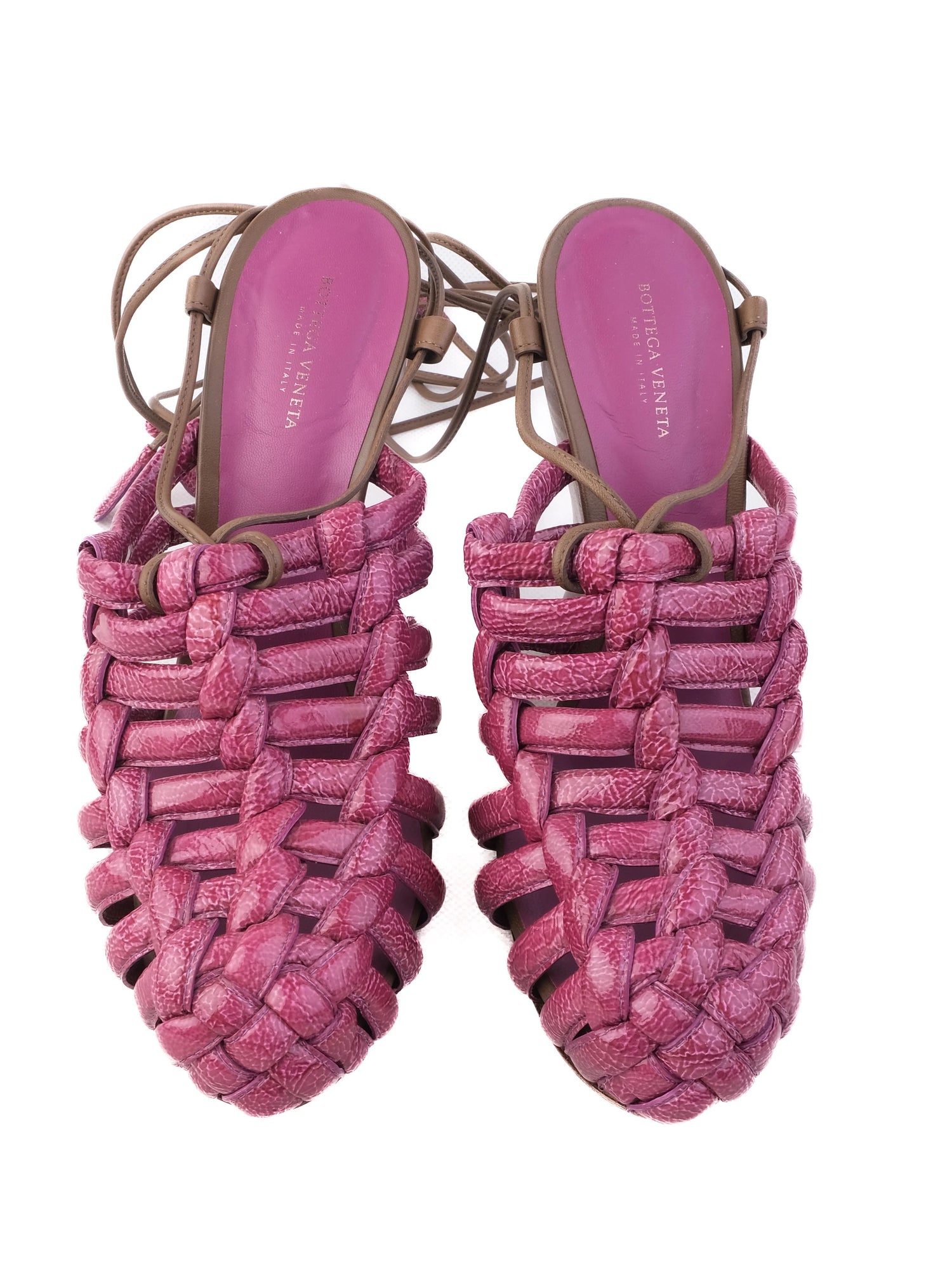 Perfect Bottega Veneta Purple Leather High-Heeled Sandals