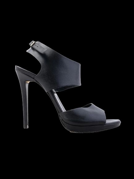 Excellent Giampaolo Viozzi Black Leather High-Heeled Sandals Size 37