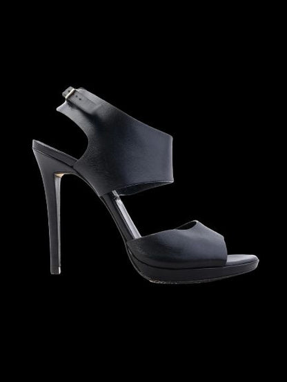 Excellent Giampaolo Viozzi Black Leather High-Heeled Sandals Size 37