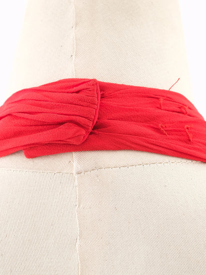 Excellent Luisa Spagnoli Red Silk Evening Gown Size L Halter Neck