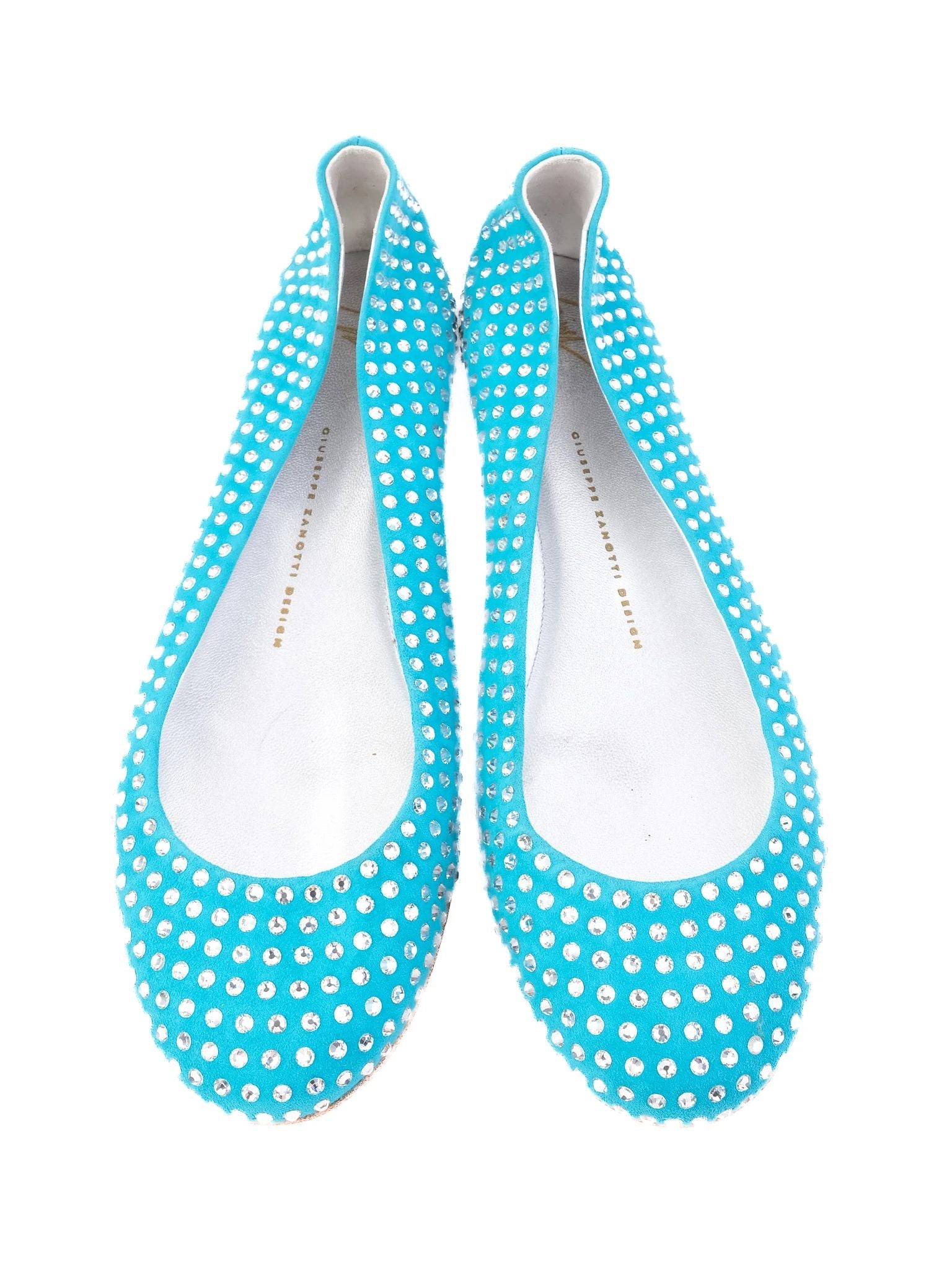 Excellent Giuseppe Zanotti Blue Leather Ballet Flats Size 39.5