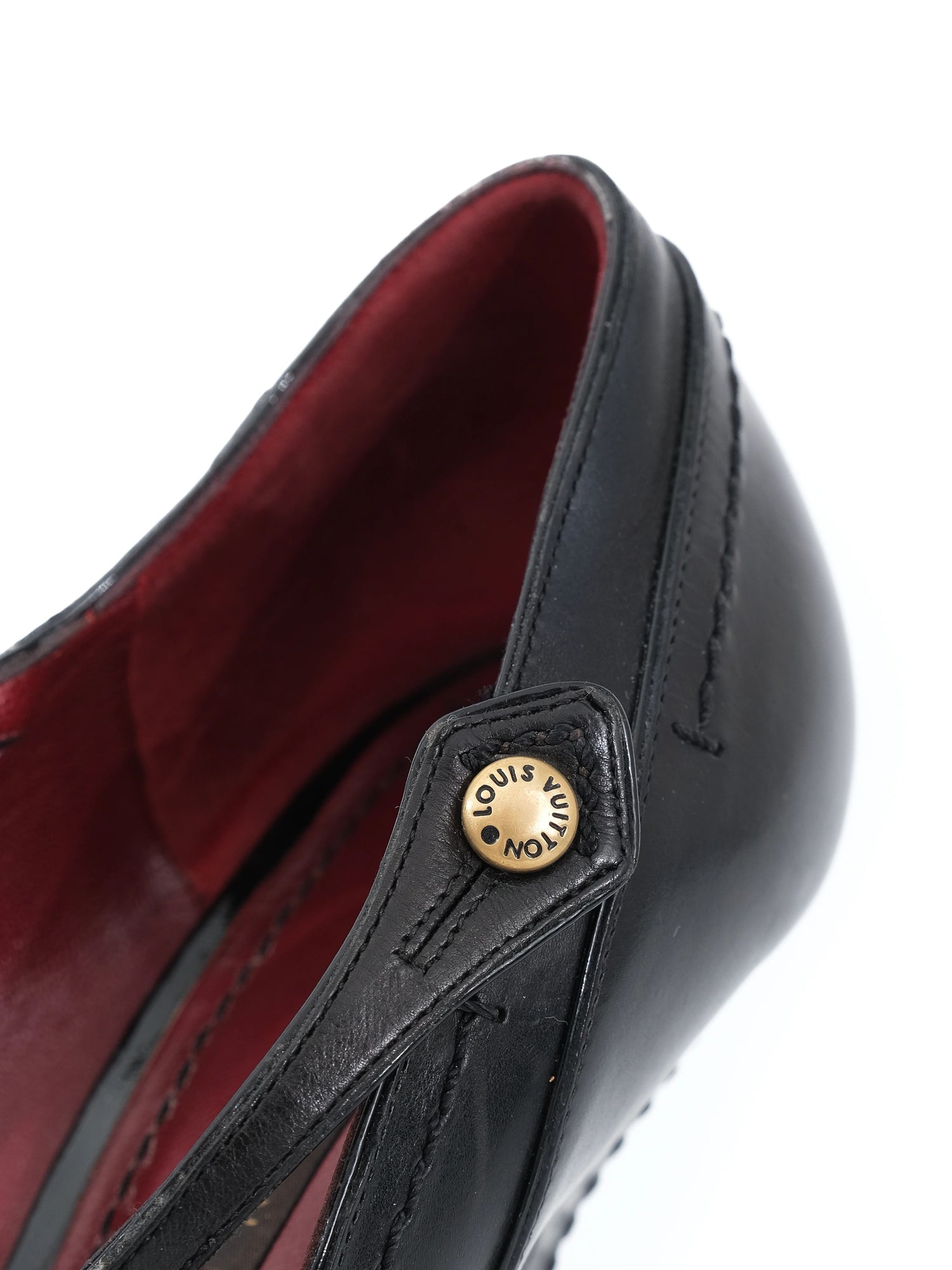 Excellent Louis Vuitton Black Leather High-Heeled Shoes Size 36.5