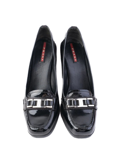 Excellent Prada Black Leather High-Heeled Shoes Size 36.5