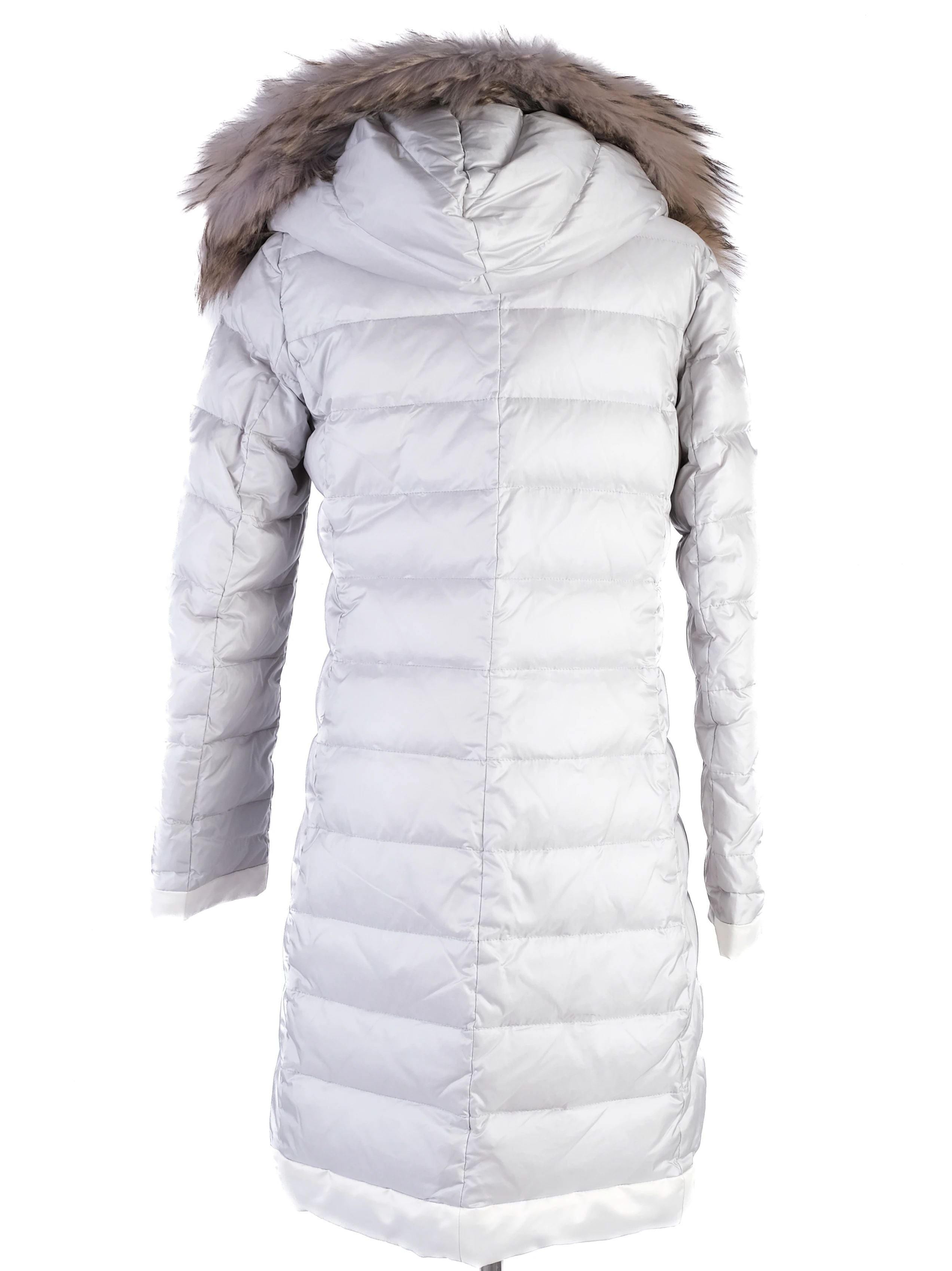 Max Mara Gray Padded Winter Coat with Fur-Lined Hood Size M