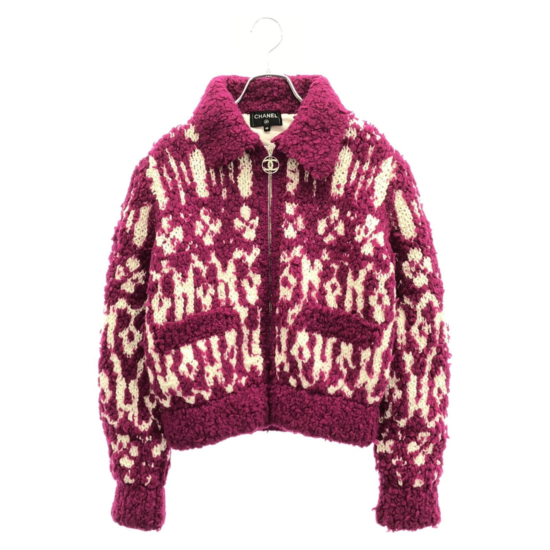 Chanel Pink Knit Blouson Blouson Wool P 62173k 47609