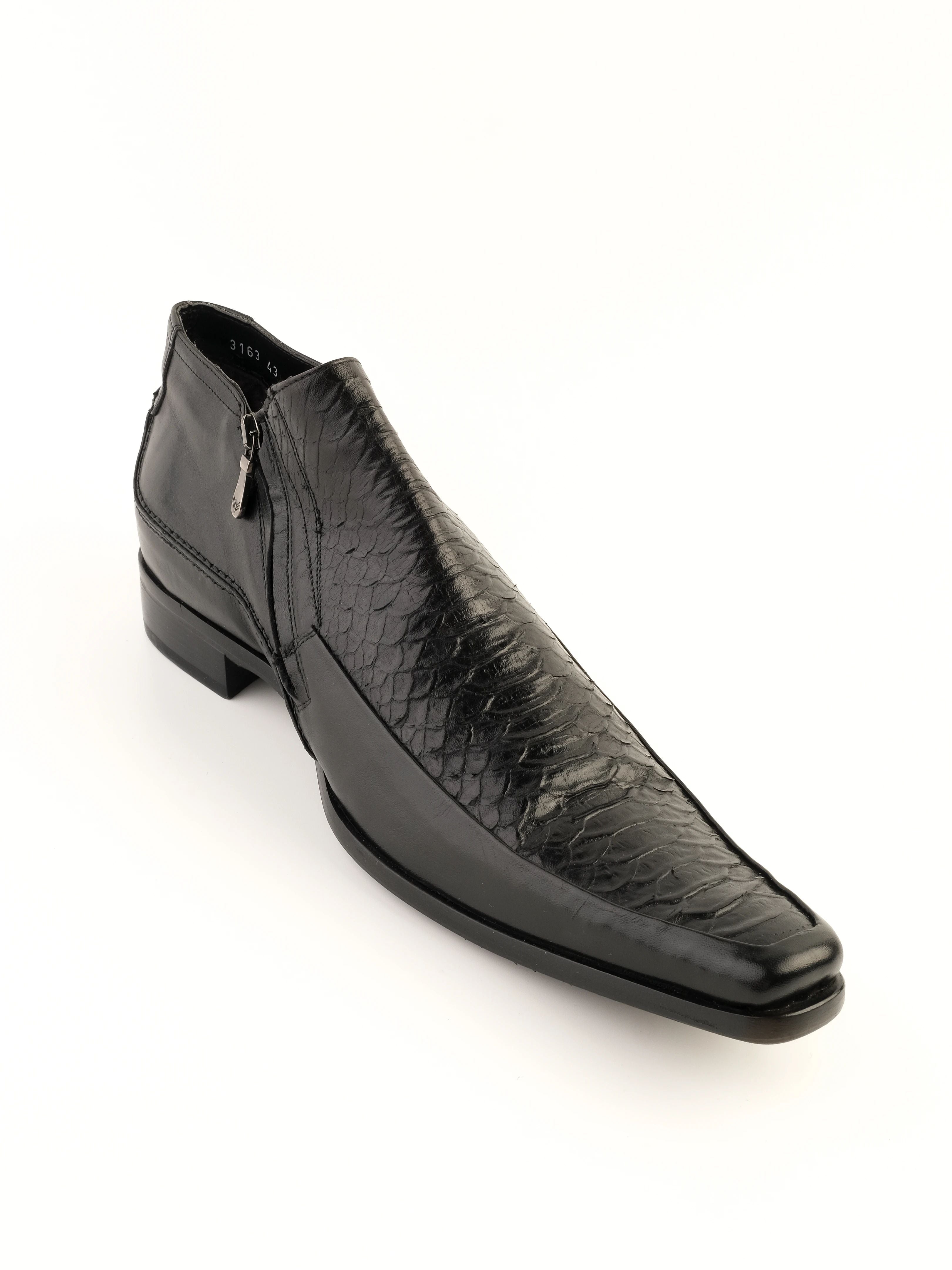 Lorenzi Black Leather Shoes Size 43 with Side Zipper - Perfect Condition