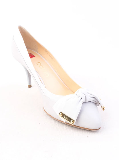 Excellent Ballin Gray Leather High-Heeled Shoes Size 37.5