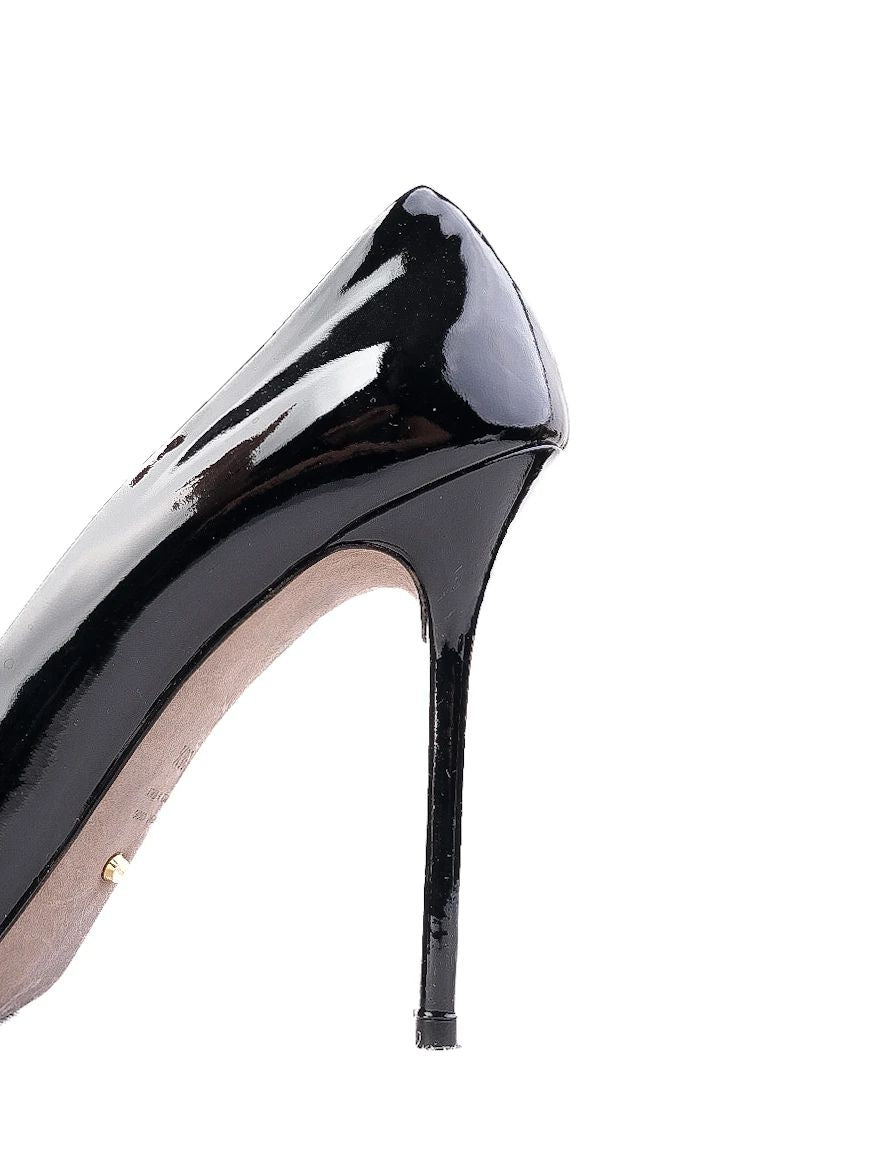 Excellent Sergio Rossi Black Leather High-Heeled Shoes Size 38.5