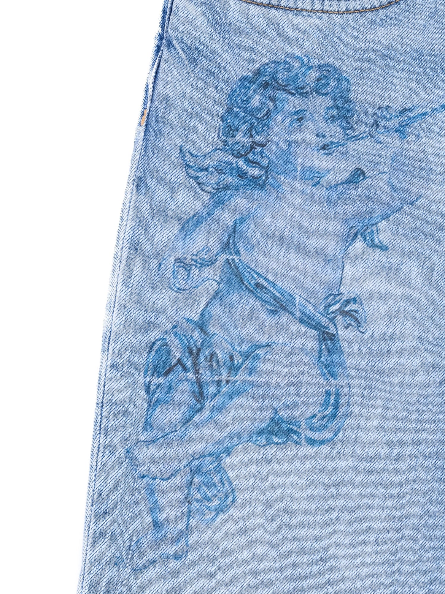 Excellent Dolce Gabbana Light Blue Denim Jeans Size L Cherub Design