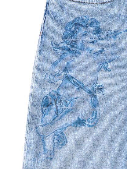 Excellent Dolce Gabbana Light Blue Denim Jeans Size L Cherub Design