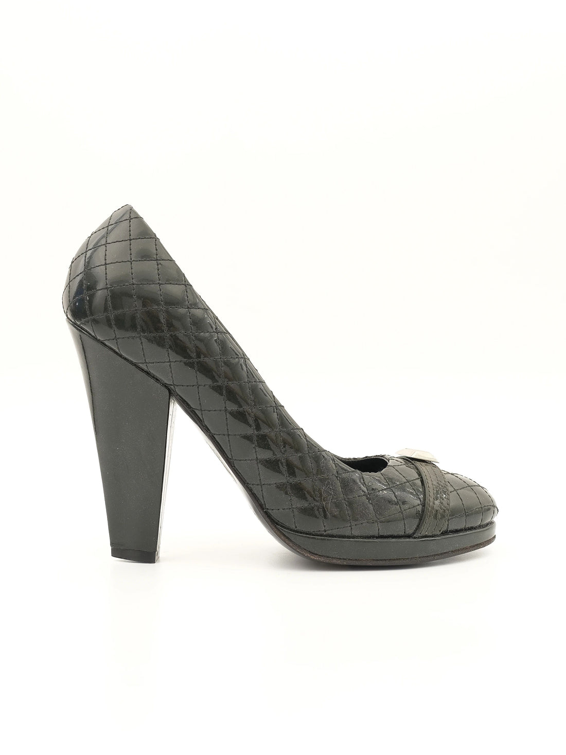 Byblos Black High-Heeled Leather Shoes Size 38 - Perfect Condition