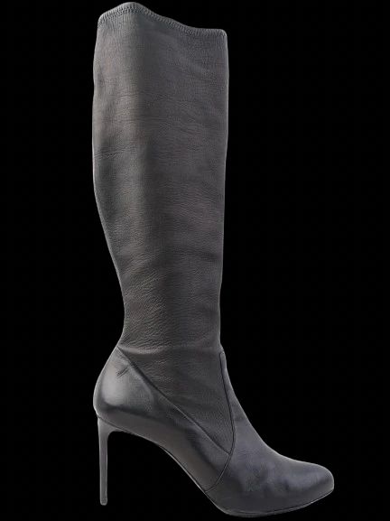 Excellent Casadei Black Leather Knee-High Stiletto Boots Size 39