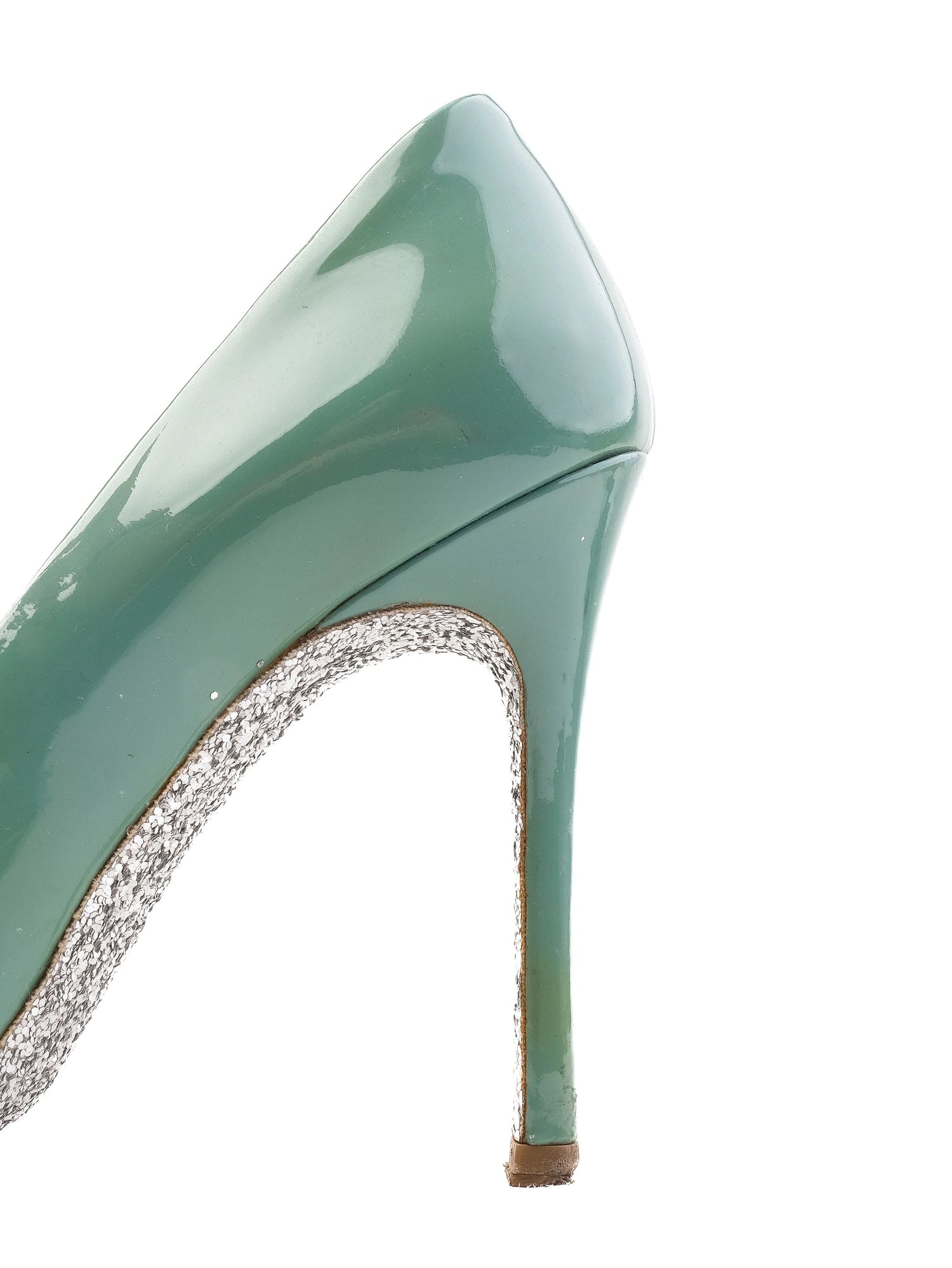 Excellent Miu Miu Green Leather High-Heeled Shoes Size 36.5