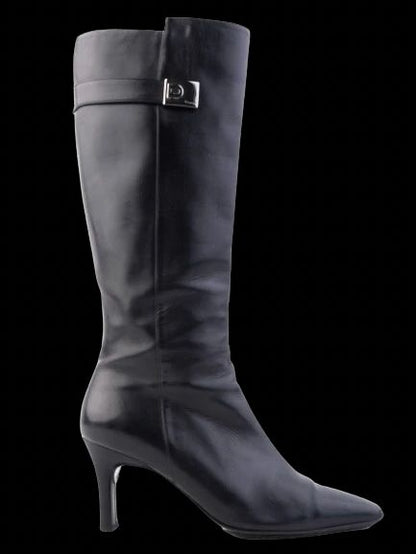 Excellent Salvatore Ferragamo Black Leather Knee-High Boots Size 37