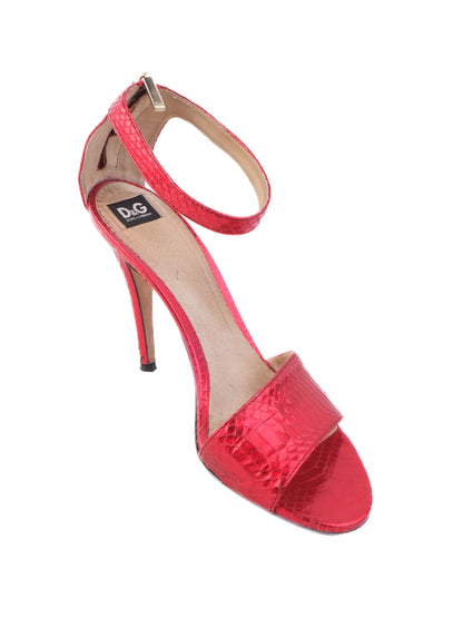 Excellent Dolce Gabbana Red Leather High-Heeled Sandal Size 37.5