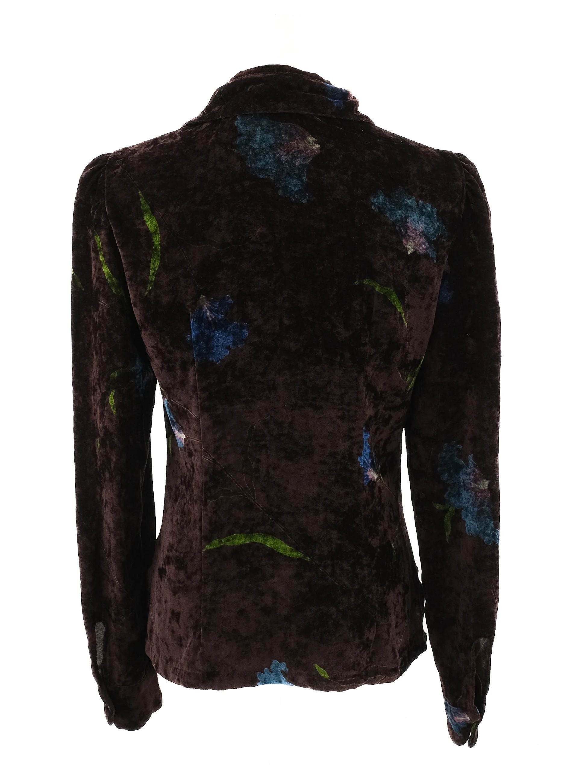 Excellent Sportmax Black Floral Blouse Size M Viscose Long Sleeve